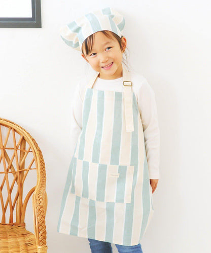 ダブルストライプキッズエプロン&三角巾セット