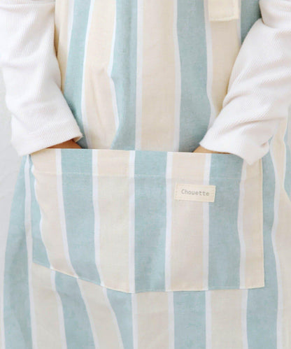 ダブルストライプキッズエプロン&三角巾セット