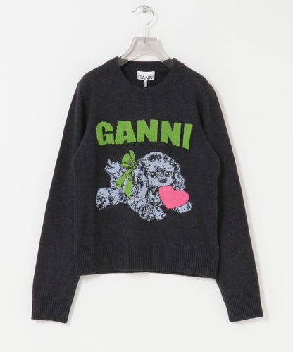 GANNI 圖案羊毛混紡小狗