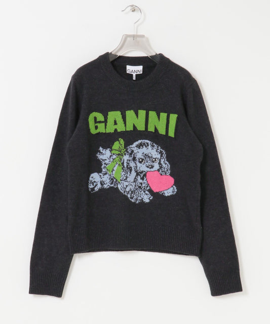 GANNI 圖案羊毛混紡小狗