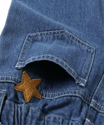 鏈式刺繡寬鬆牛仔褲