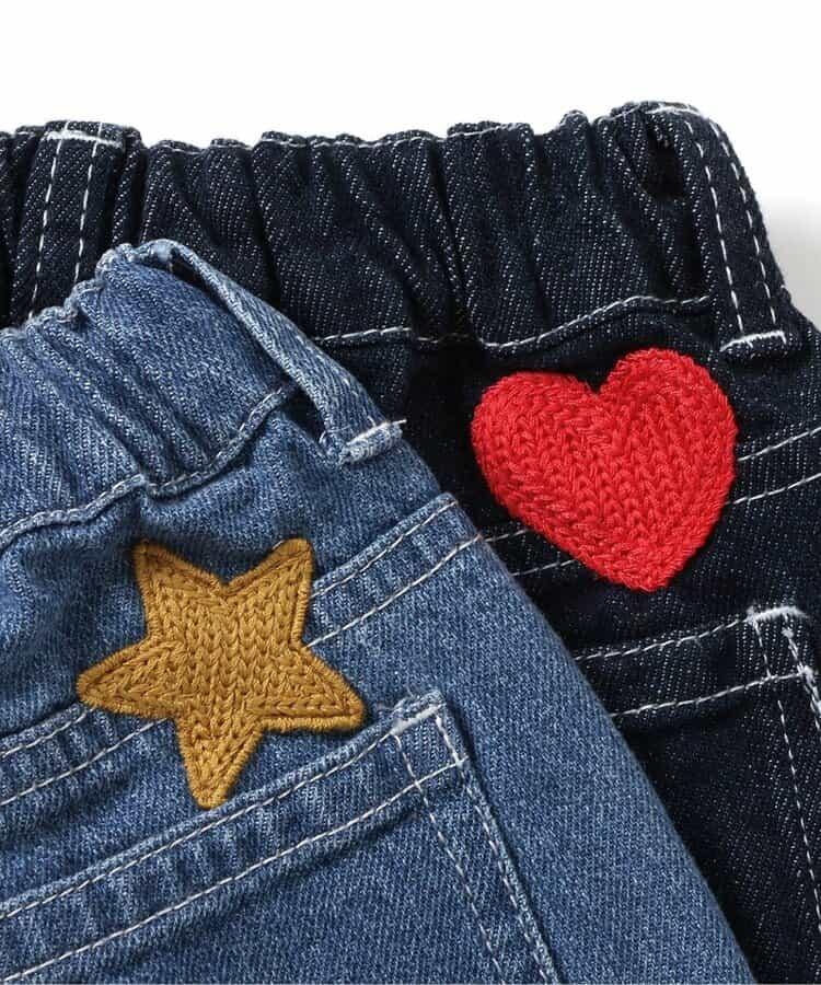 鏈式刺繡寬鬆牛仔褲