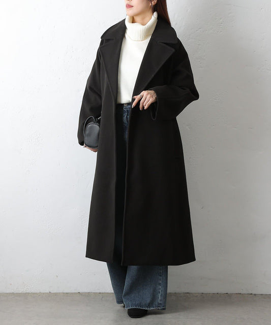 科技羊毛插肩袖長款大衣