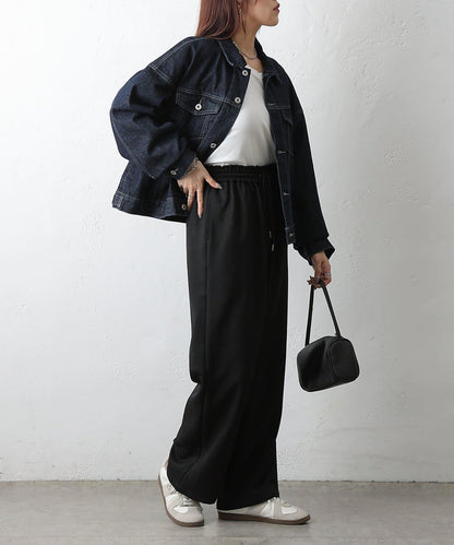 羊毛感休閒寬腿褲