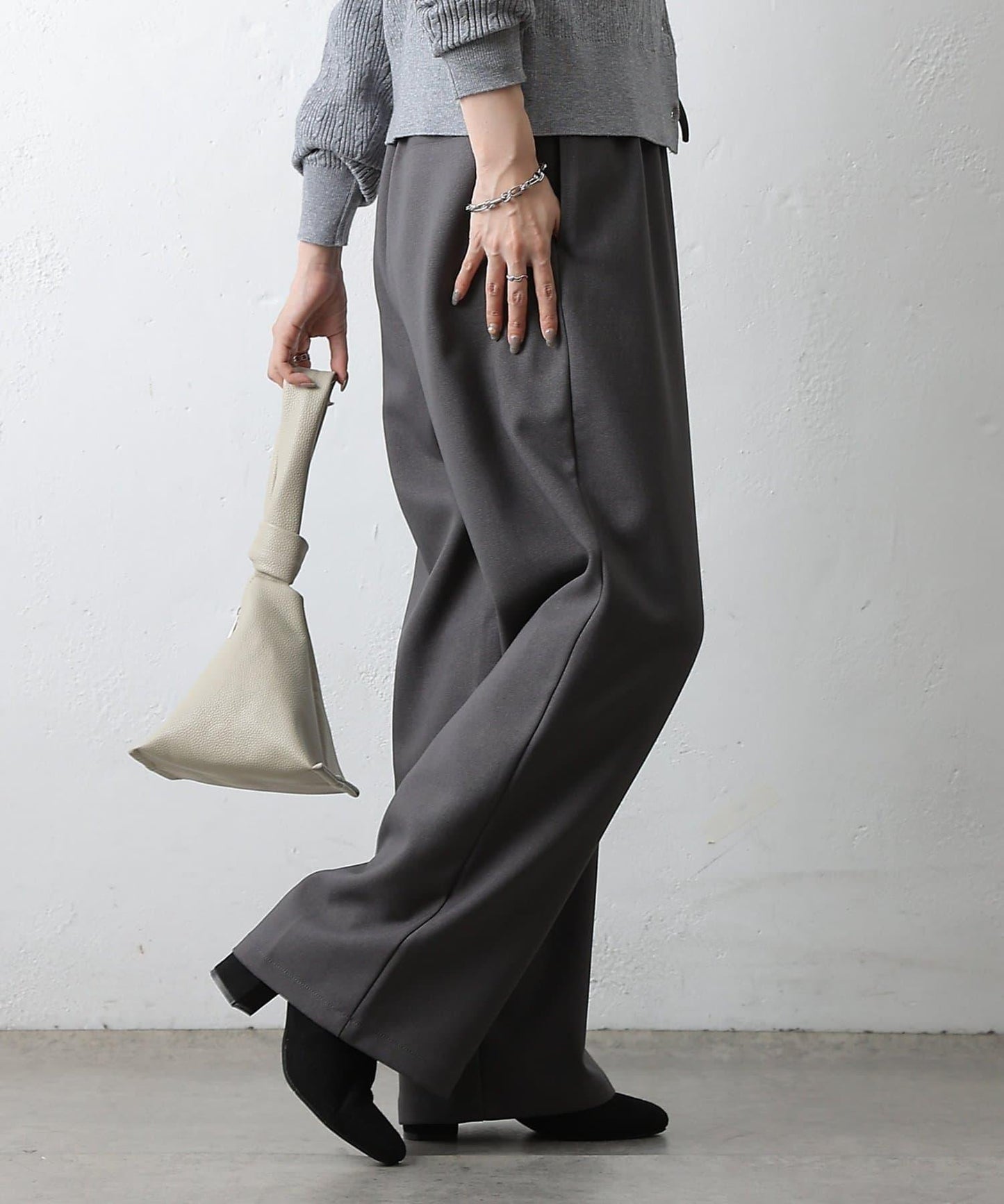 羊毛感休閒寬腿褲