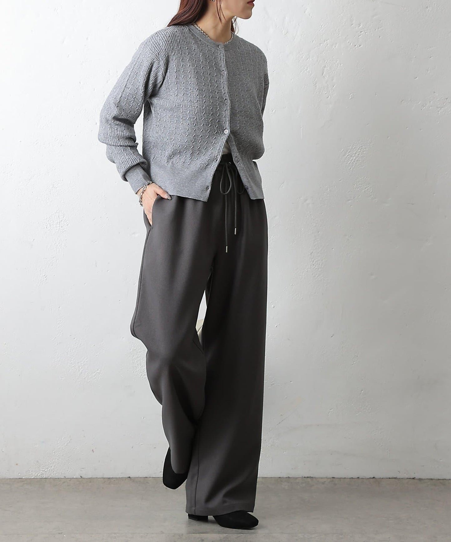 羊毛感休閒寬腿褲