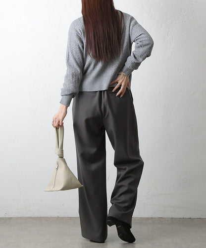 羊毛感休閒寬腿褲