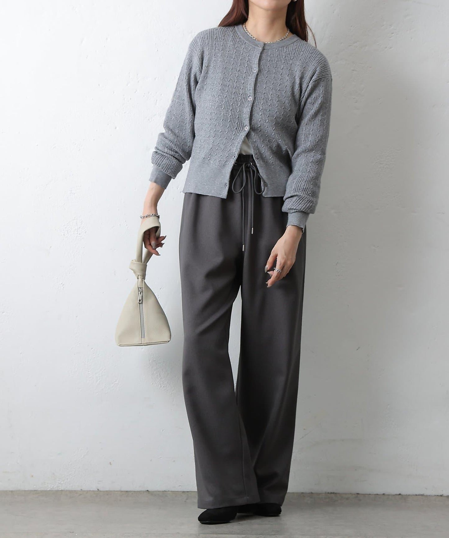 羊毛感休閒寬腿褲