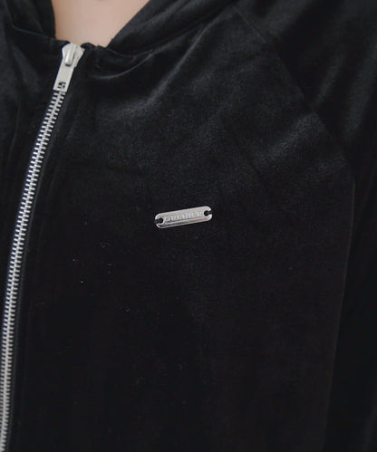 【RMAF】【套裝】袖部蝴蝶結天鵝絨連帽衛衣 & 百褶迷你裙