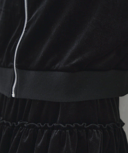 【RMAF】【套裝】袖部蝴蝶結天鵝絨連帽衛衣 & 百褶迷你裙