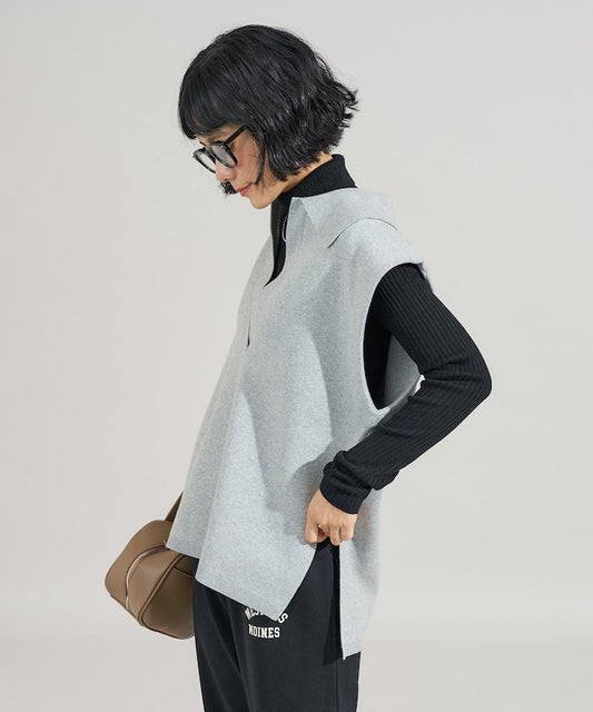 可機洗衛衣風針織開領馬甲可搭配套裝