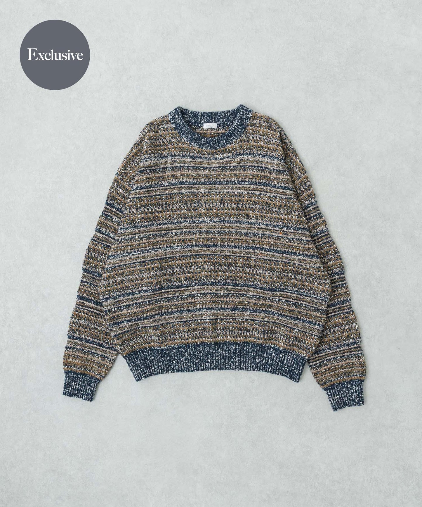 「聯名」crepuscule×URBAN RESEARCH 多色條紋混合圓領針織衫
