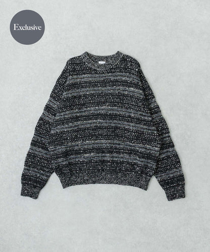 「聯名」crepuscule×URBAN RESEARCH 多色條紋混合圓領針織衫