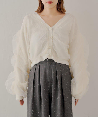 【Chico】網紗層疊蓬鬆針織衫