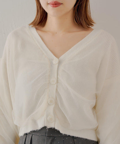 【Chico】網紗層疊蓬鬆針織衫