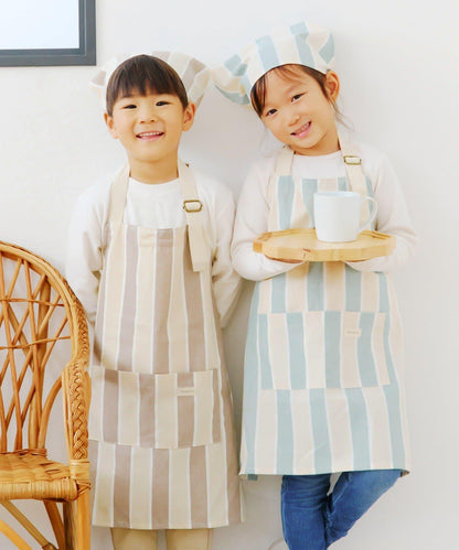 ダブルストライプキッズエプロン&三角巾セット