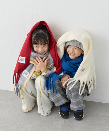 【KIDS】防靜電可水洗寬大流蘇圍巾