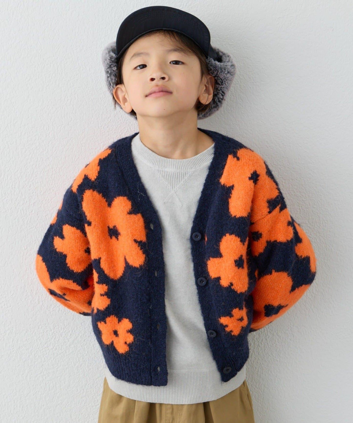 【KIDS】【有大童尺碼】全印花花卉針織開衫
