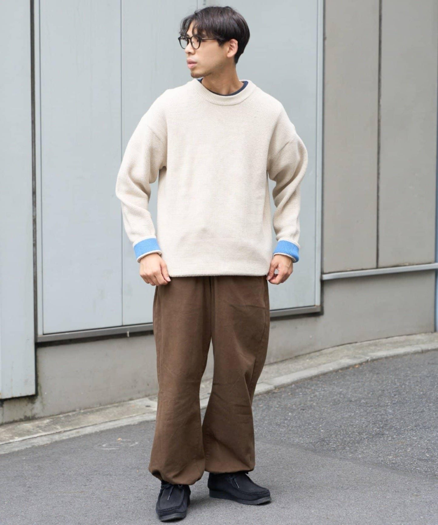 【不易變形・易於打理】修身運動風華夫格針織套頭衫