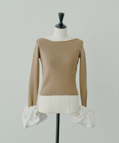 【Chico】泡泡珍珠袖針織衫