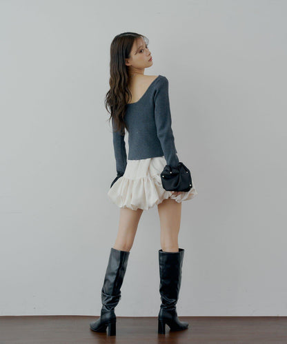 【Chico】泡泡珍珠袖針織衫