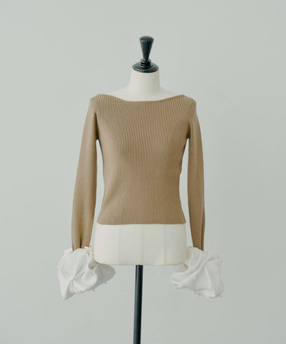 【Chico】泡泡珍珠袖針織衫