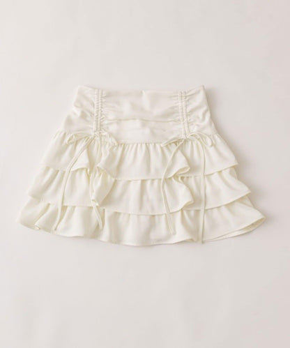 收腰抽繩層疊半身裙