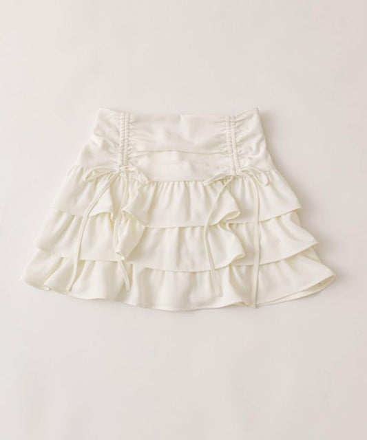 收腰抽繩層疊半身裙