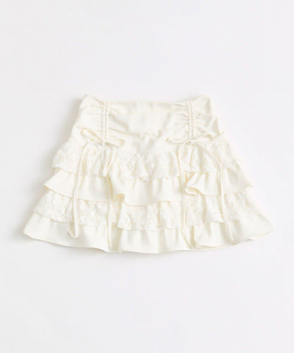 收腰抽繩層疊半身裙