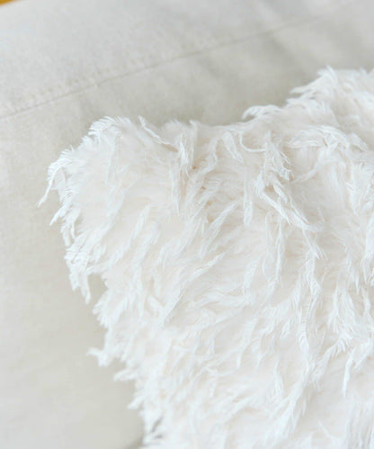 ミックスフェイクファークッションカバー:45×45cm/チェックとモコモコ