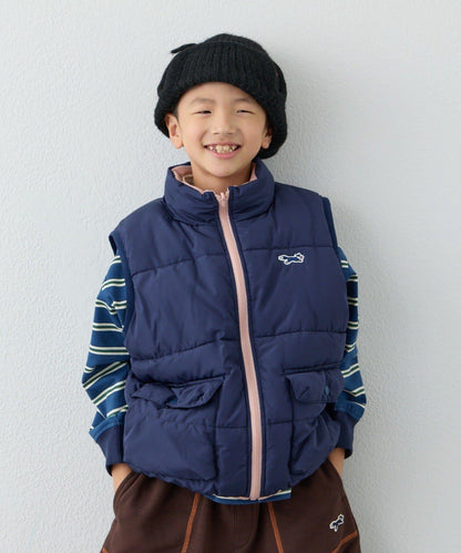 【KIDS】【FOX×TYPY】可雙面穿拼色抓絨加棉馬甲