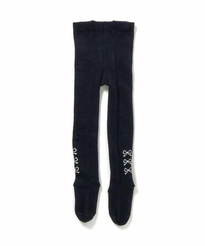 側邊蝴蝶結圖案高腰連褲襪