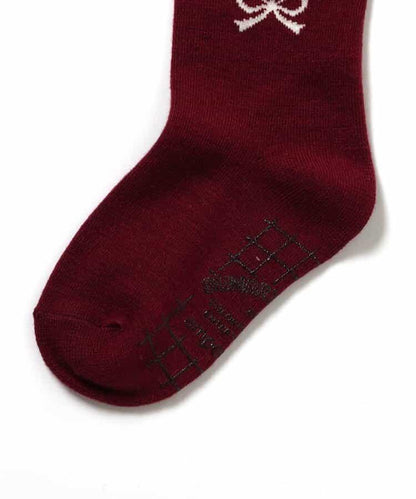 側邊蝴蝶結圖案高腰連褲襪