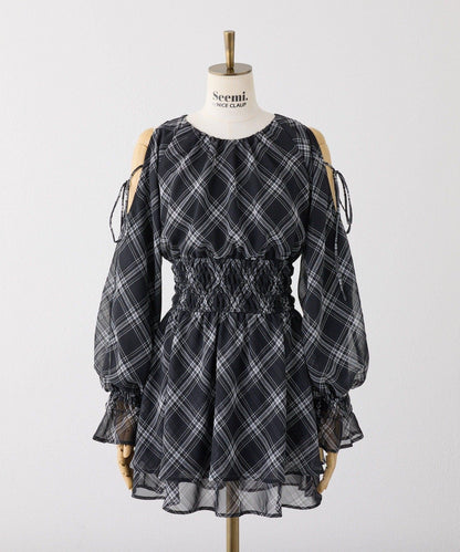 【套裝優惠商品】露肩褶皺長款上衣