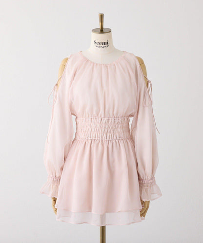 【套裝優惠商品】露肩褶皺長款上衣