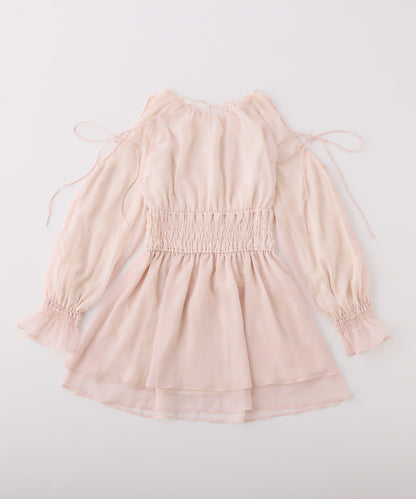 【套裝優惠商品】露肩褶皺長款上衣