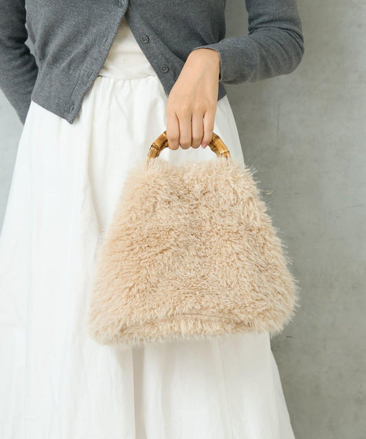 FUR BAMBOO TOTE 毛絨竹柄托特包