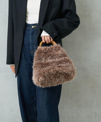 FUR BAMBOO TOTE 毛絨竹柄托特包