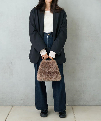 FUR BAMBOO TOTE 毛絨竹柄托特包