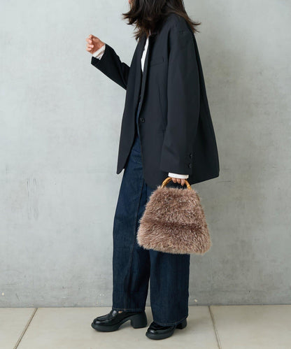 FUR BAMBOO TOTE 毛絨竹柄托特包