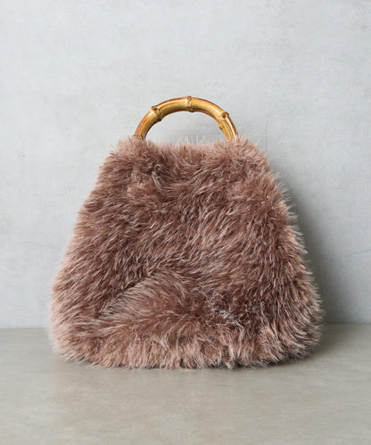 FUR BAMBOO TOTE 毛絨竹柄托特包