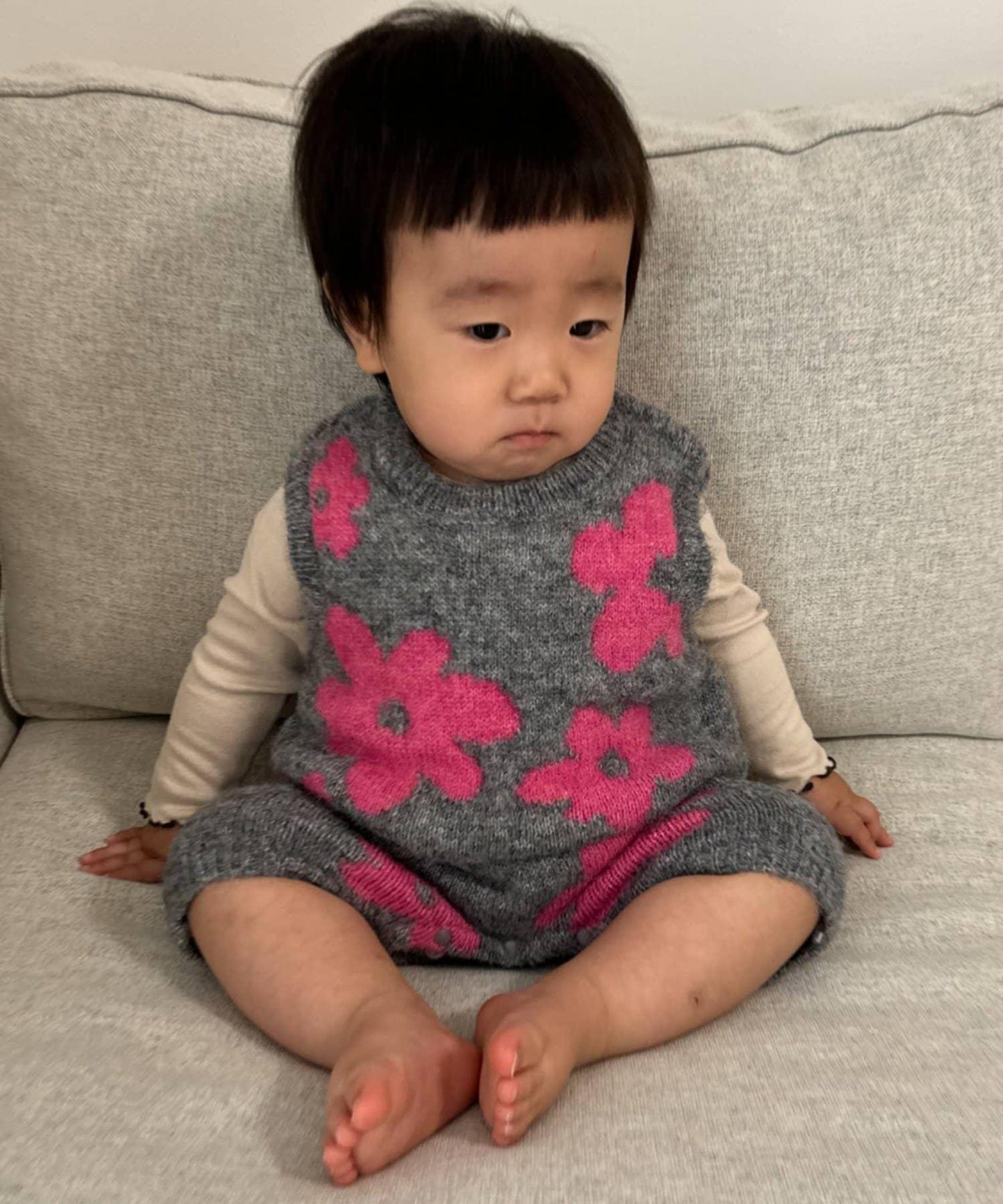 【BABY】全印花花卉針織連體衣