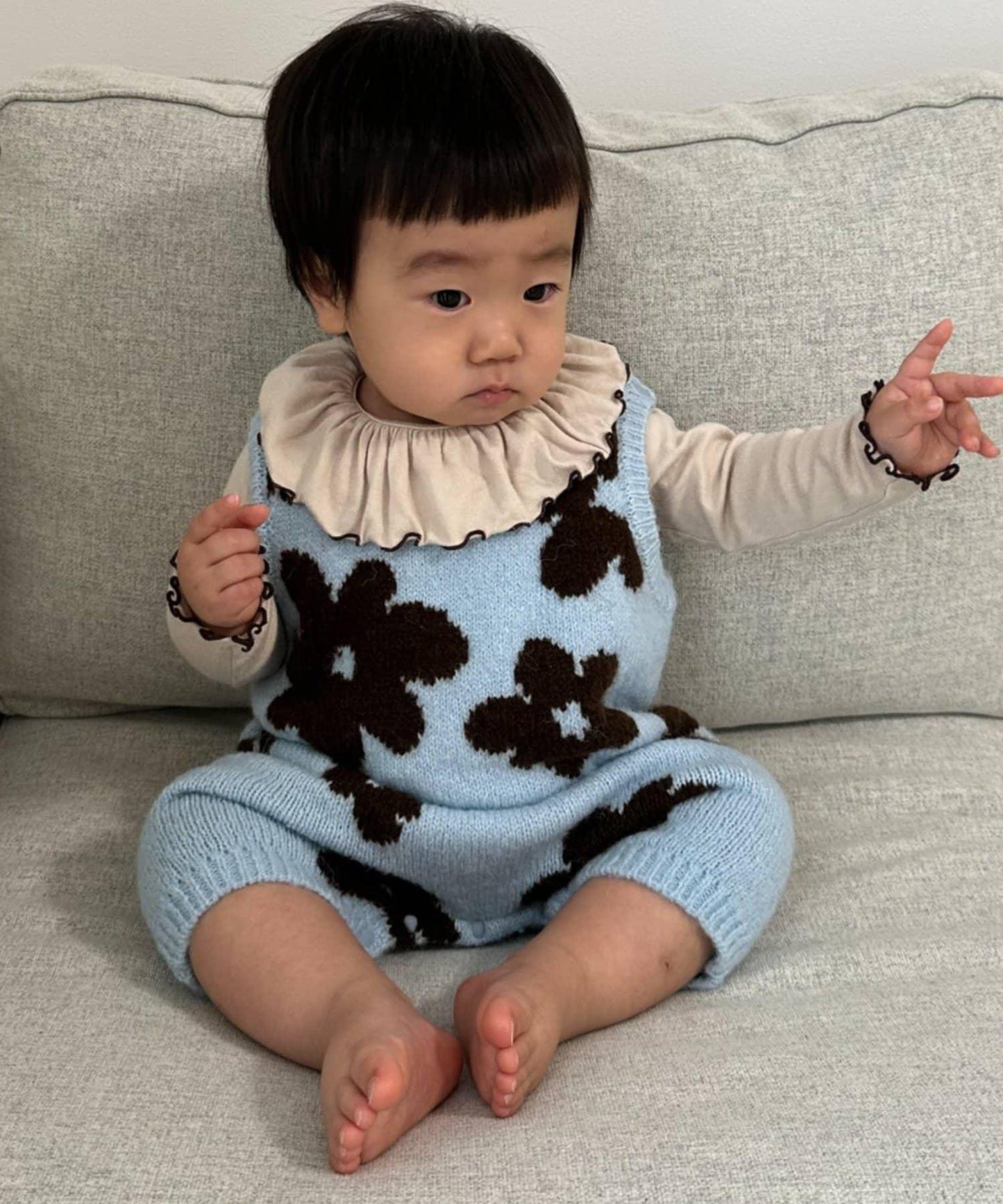 【BABY】全印花花卉針織連體衣