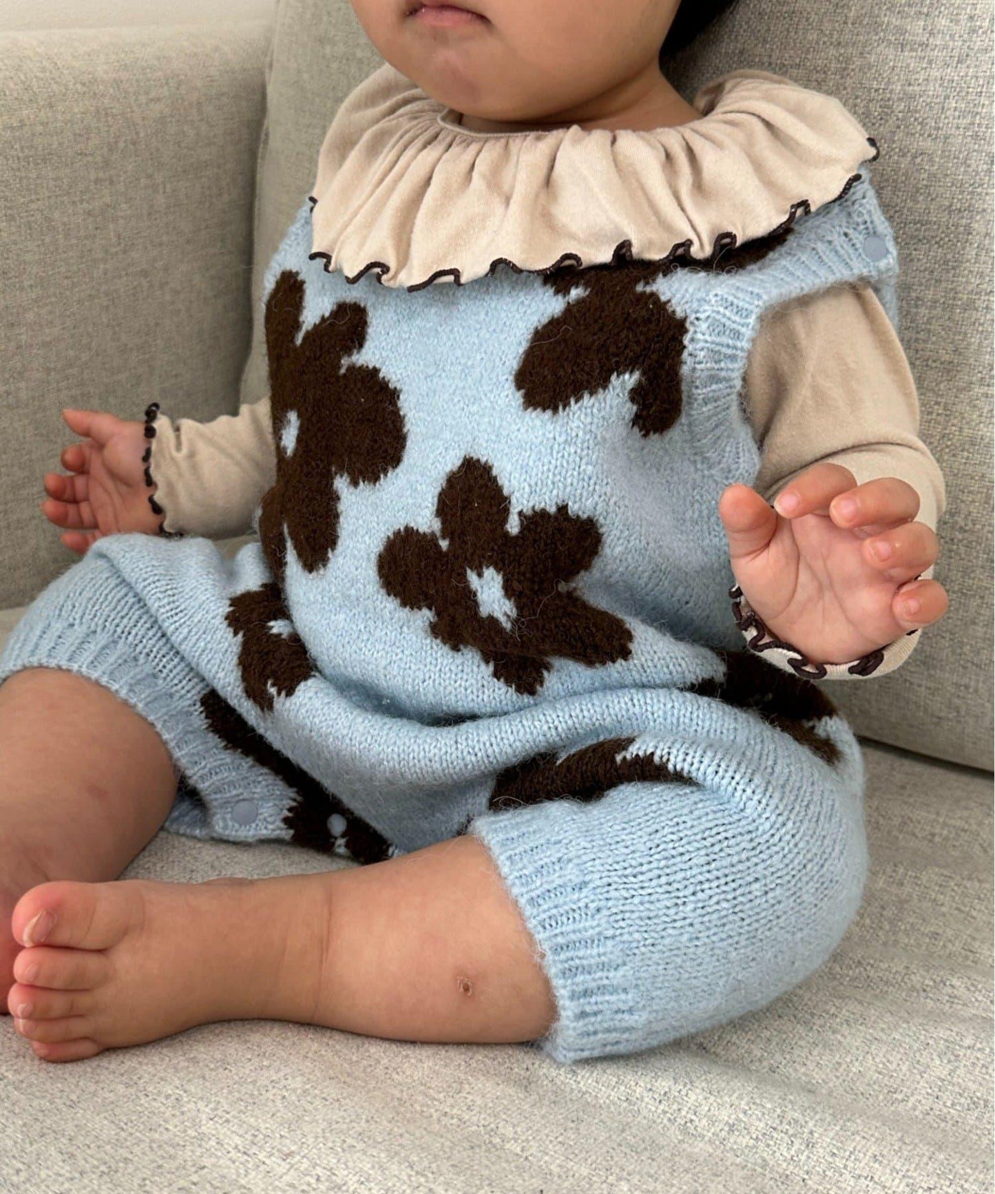 【BABY】全印花花卉針織連體衣