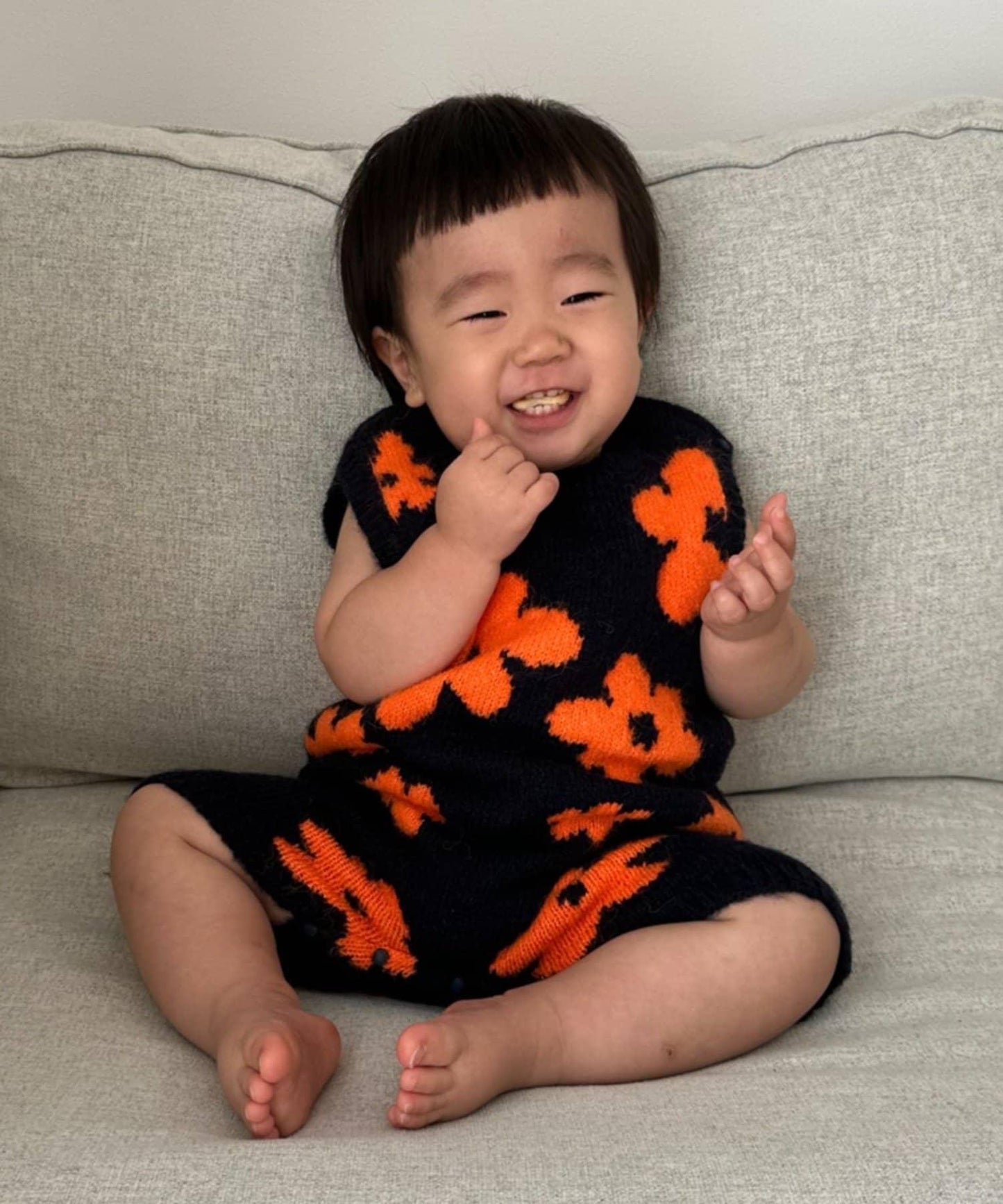 【BABY】全印花花卉針織連體衣