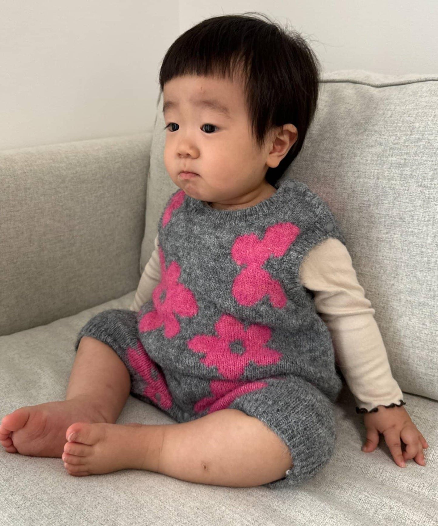 【BABY】全印花花卉針織連體衣