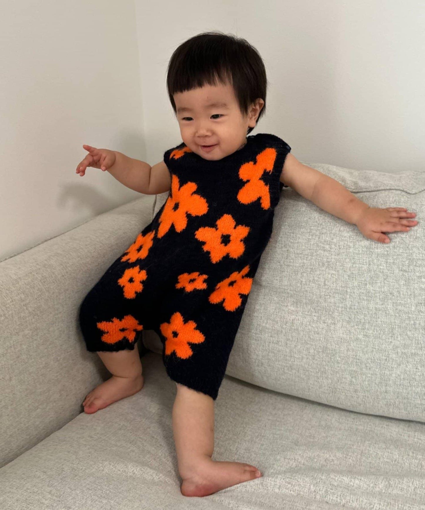 【BABY】全印花花卉針織連體衣