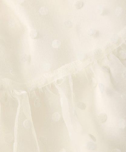 【miki監修・3尺碼可選】波點植絨層疊半身裙（白色）