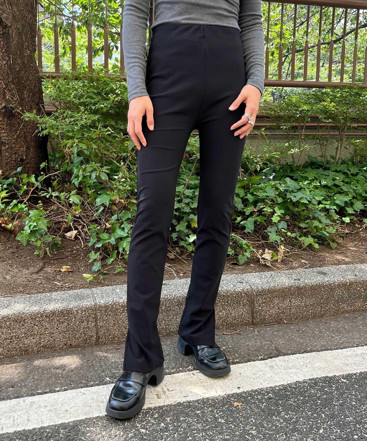 羅紋開叉針織褲