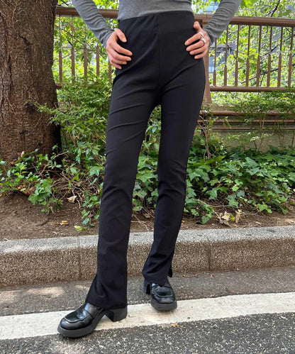 羅紋開叉針織褲